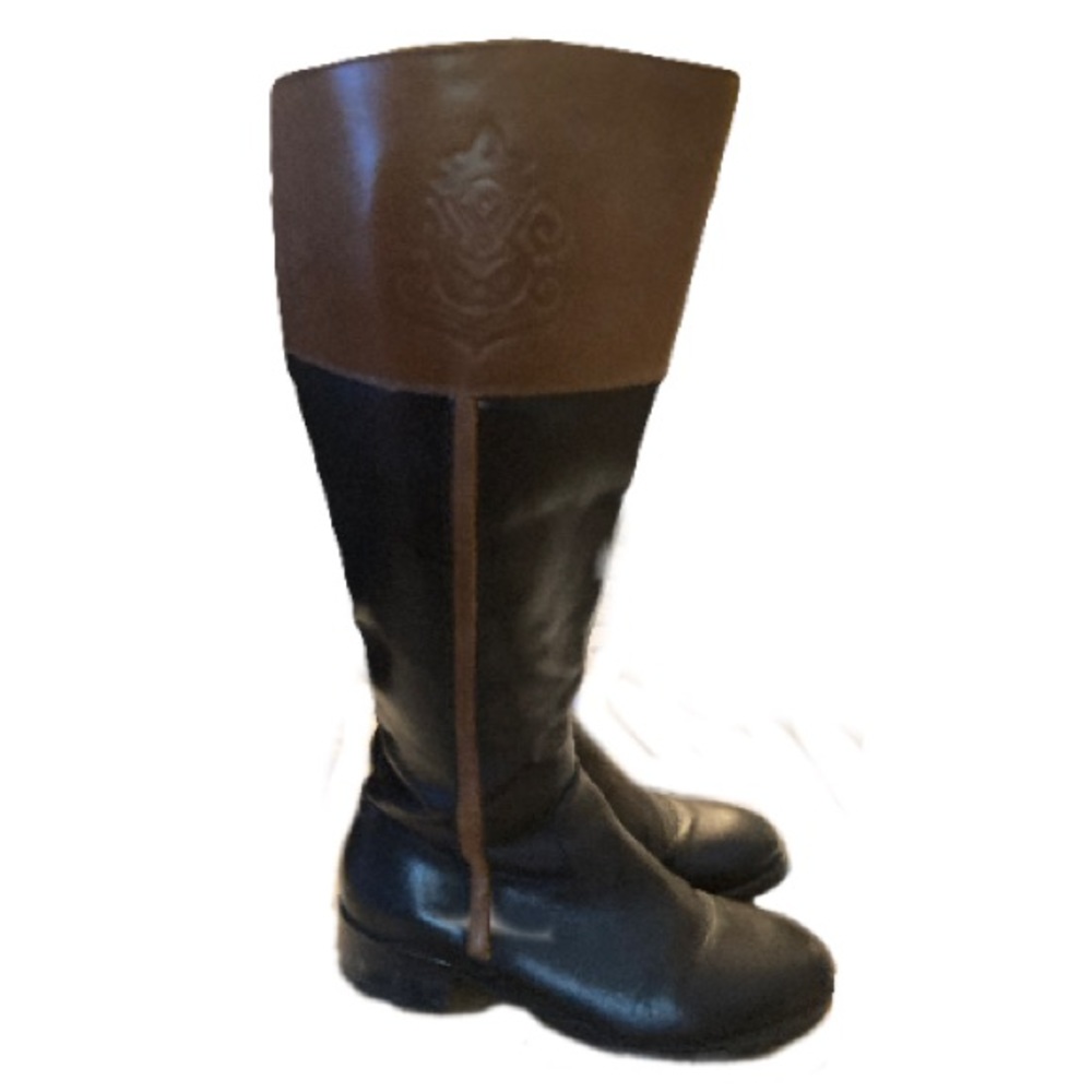 Franco Sarto Women’a Black with Brown detailing, Tall Riding Boots 7